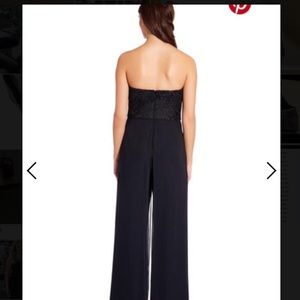 Strapless metallic jumpsuit with wide legs